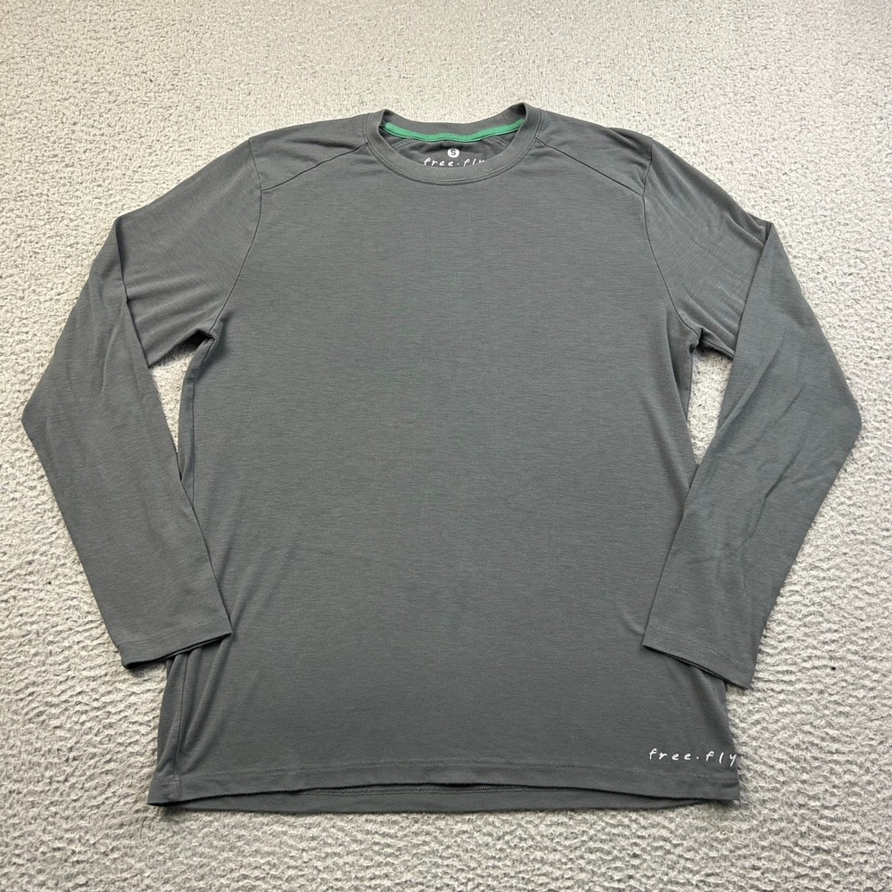 Free Fly Shirt Mens Small Gray Performance Bamboo Long Sleeve Lightweight Crew